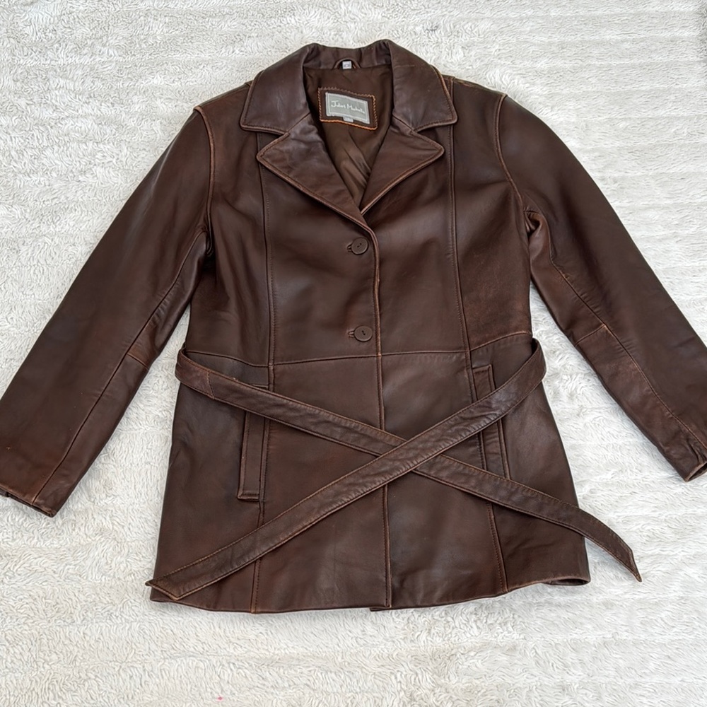 Juliet, Michelle lamb skin leather, Classic Brown Leather Jacket